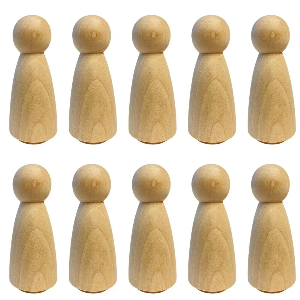 10pcs 3 1/2” Wooden Female Angel Bride Peg Doll DIY Craft Wedding Cake Topper
